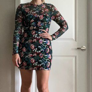 Nasty Gal Long Sleeve Floral  Mini Dress S